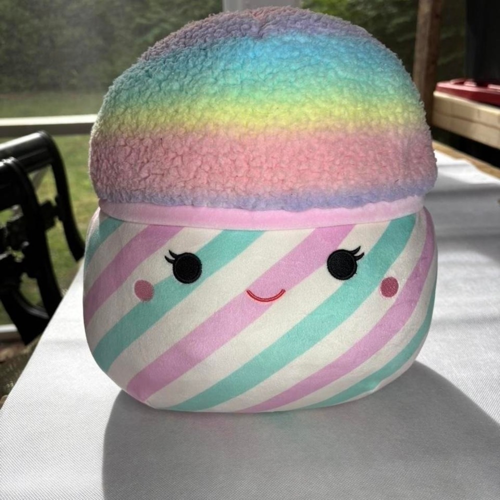 Squishmallows Rainbow Sherbet Cupcake Plush Pastel Striped Dessert Toy